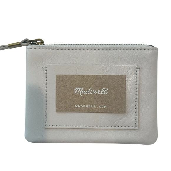 Madewell White Leather Zipper Card Holder Wallet - Picture 1 of 4